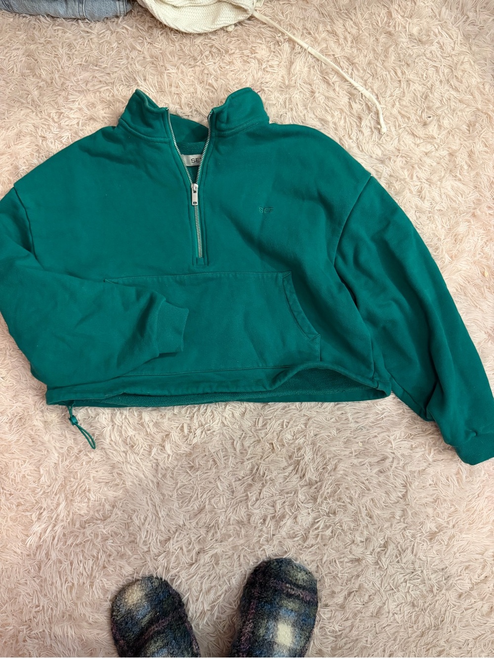 Set Active cropped quarter zip in Palm